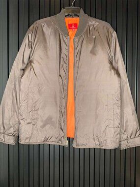 Cole Haan Men's Bomber Jacket Medium Brown Orange Thermore Insulated Flight Coat